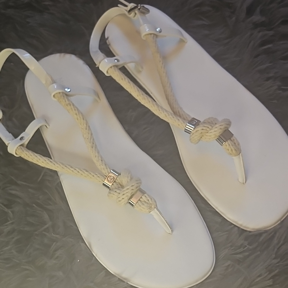 Michael Kors White Cream Sandals with Minimalist Design